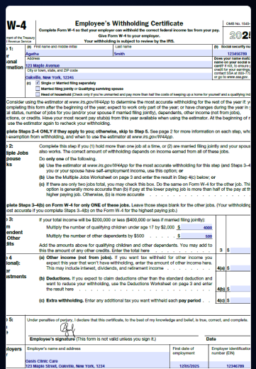 W-4 Employee's Withholding Certificate